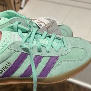 Adidas Gazelle Mint and Purple Shoes 8.5